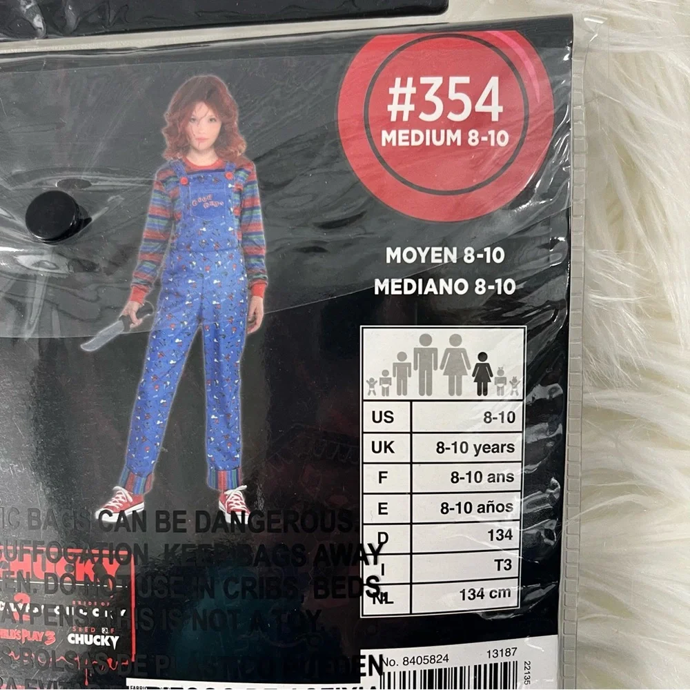 Chucky Kids Costume - Blue Jumpsuit M 8-10 XL 14-16